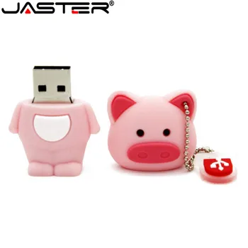 JASTER Cartoon Pig USB 2.0 Flash Drive 4GB 8GB 16GB 32GB 64GB 128GB Cute Pen Drives Wholesale  Memory Stick Memory Stick Pink U