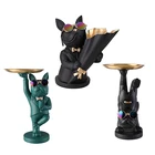 Скандинавский Батлер Ван Искусственная Смола крутая собака скульптура Декор бульдог поднос для хранения конфет снек держатель современное искусство статуя