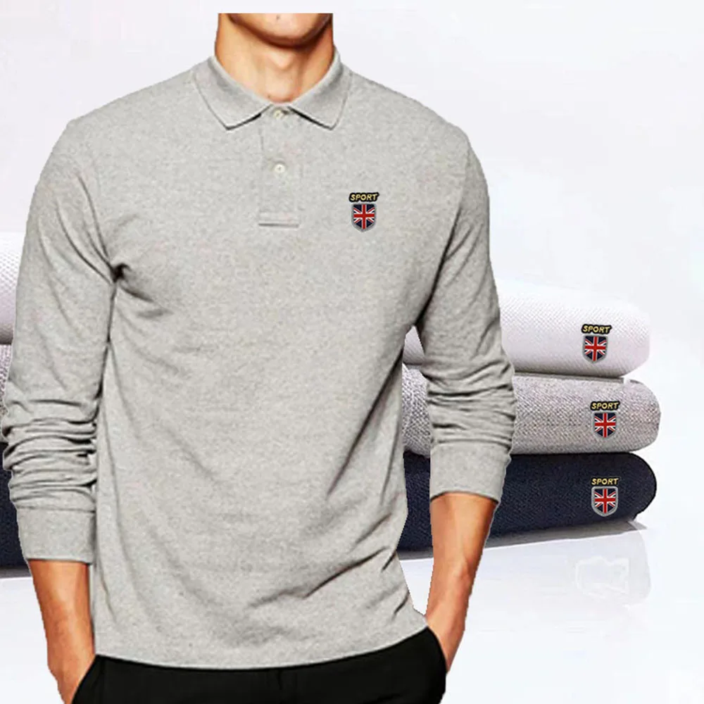 

Men's Top New Style 100% Pure Cotton Long-Sleeved Lapel Polos Shirt Casual Fashion Brand Polo Golf Shirt Sportswear Men's Top