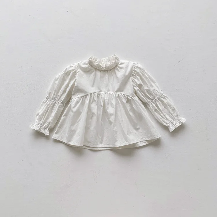 

7359 для девочек блуза с длинными рукавами детская одежда 2021 Новинка весны длинный рукав-фонарик белая блуза для девочек Милая Детская рубашк...