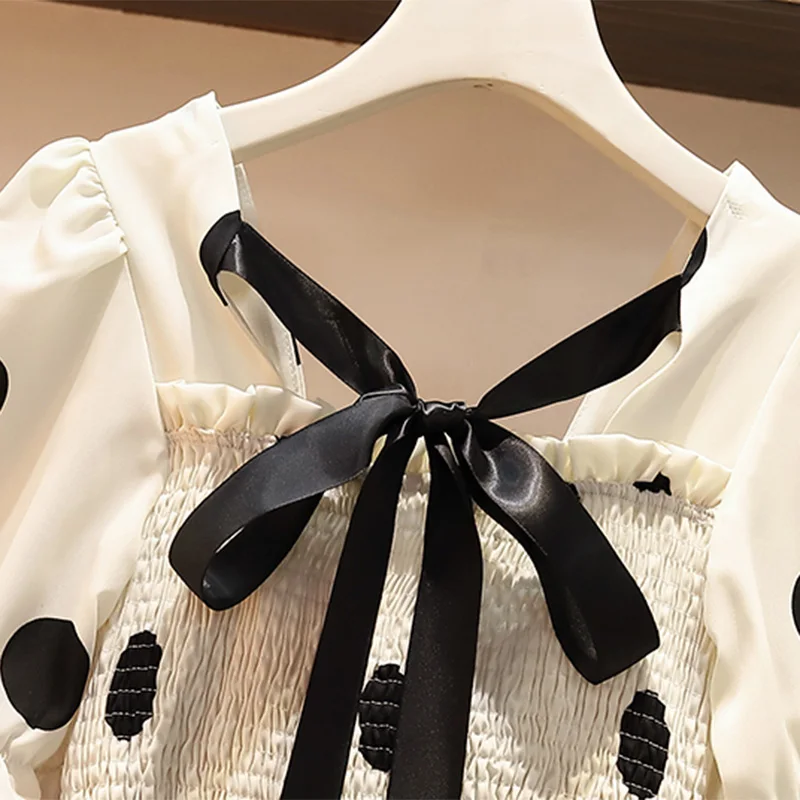 Женское винтажное платье в горошек длинный пляжный сарафан с открытой спиной