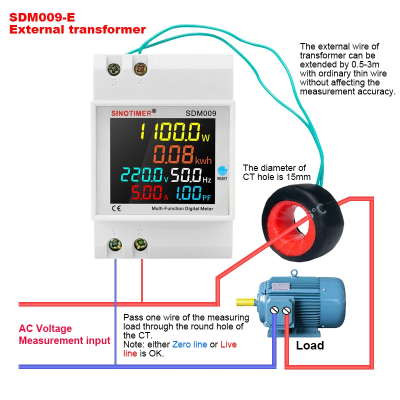 Din Rail LCD Digital Voltmeter Voltage Current Power Wattmeter Electric Energy kWh Meter Frequency Volt Amp Monitor AC 220V 110V |