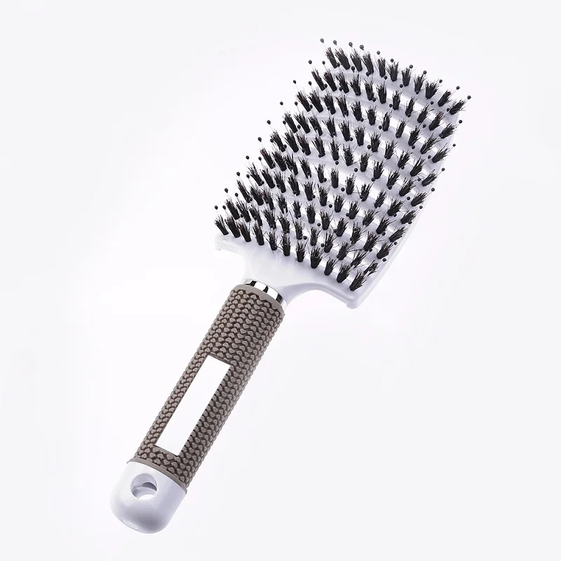 White With Hair Массажная расческа для волос, расческа для волос, нейлоновая щетина, Женская влажная кудрявая расческа для волос, для салона, парикмахерские инструменты для укладки - Цвет: White With Hair