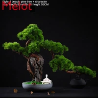 new chinese style artificial greeting pine fake trees living room hotel close home ornament beauty pine potted bonsai