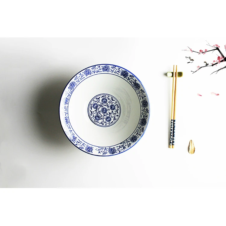 Сине белая фарфоровая керамическая чаша антикварная с трубой ведром 8 дюймов