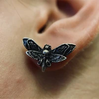 gothic death head moth earrings for women female stud earring witch party jewelry fashion accessories gifts for her