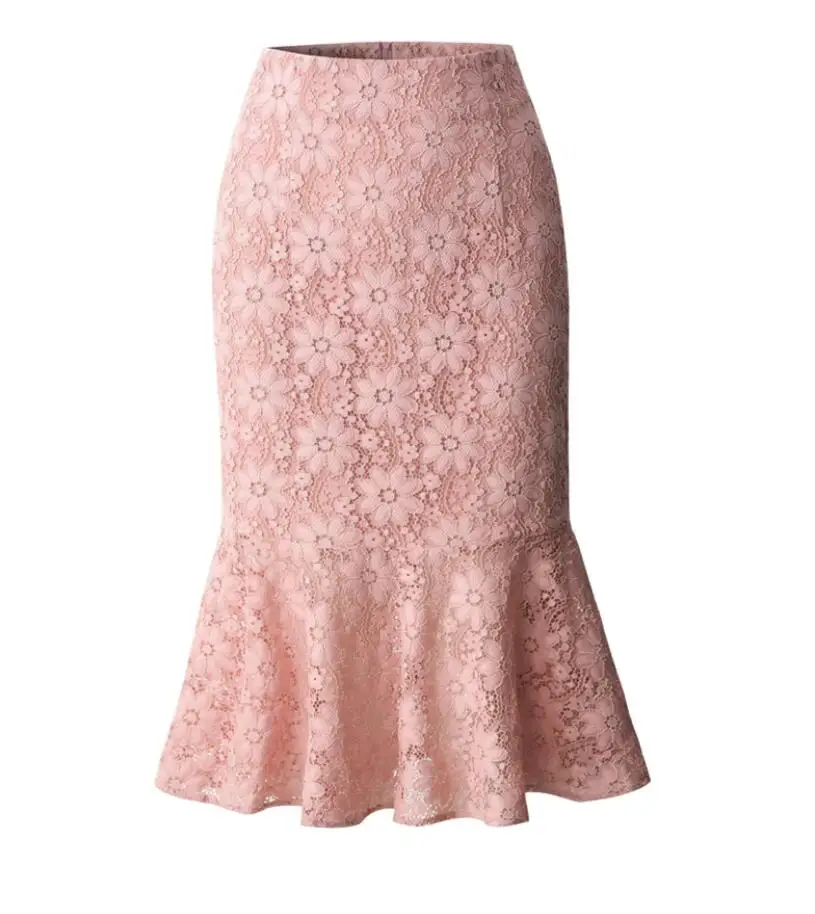 

Lace fishtail skirt 2020 spring summer new female lotus leaf skirt women high waist Korean mid-length package hip skirt r1024