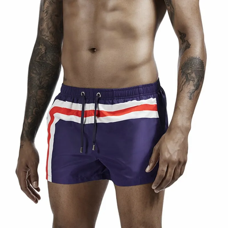 

12.12 Hot Sale Men Swimwear Shorts Quick Dry Sportswear Swimming Trunks Stripe Surf Board Beach Shorts Swimsuits Bathing Suit