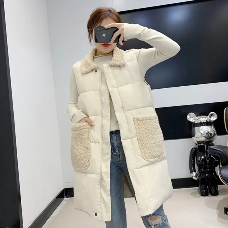 Хлопковый жилет из овечьей шерсти пуховое хлопковое пальто средней длины