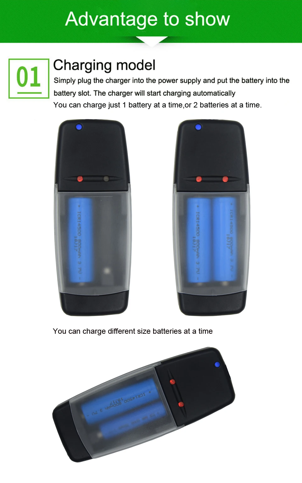 2 Slots smart Nicd charger for AA AAA NICD batteries 14500 10440 lithium li-ion AA AAA Alkaline Rechargeable battery charger