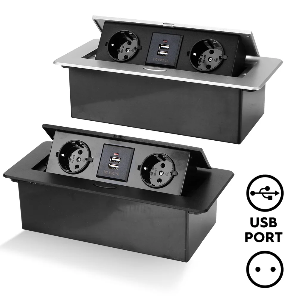 

Для конференц-зала настольная розетка с зарядка через USB медленно Pop Up Алюминий сплава для Ipad 2 3 ЕС разъем питания