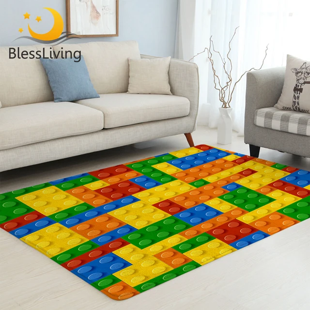 BlessLiving Toy Bricks Large Carpets for Living Room Building Blocks Rug Colorful Floor Mat 3d Printed Area Rug 152x244cm Tapis 1