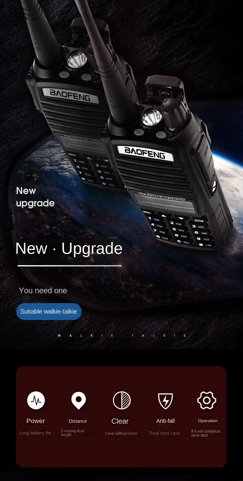 Портативная рация Baofeng UV-82 Walkie-Talkie UV82 высокомощное мобильное радио