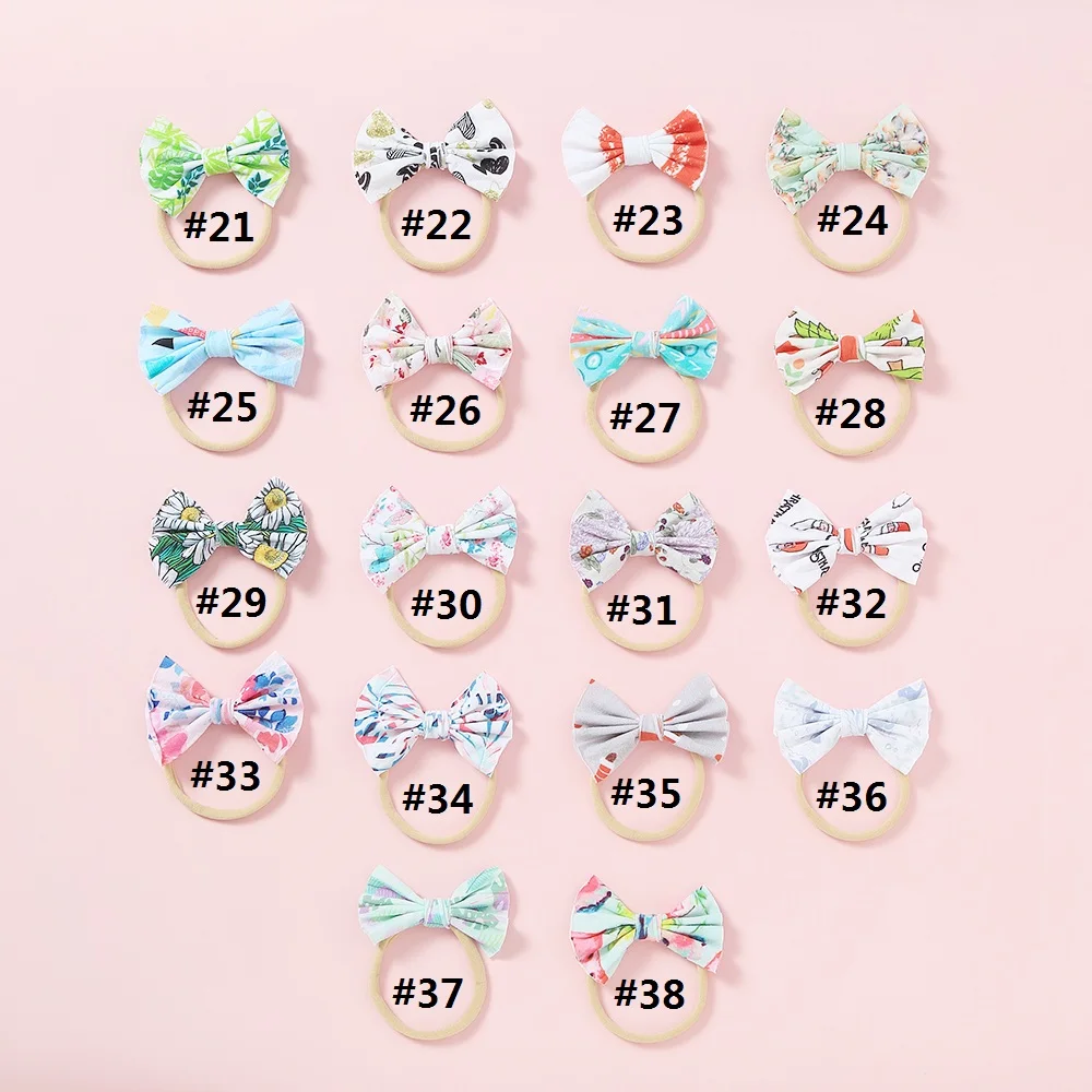 50 шт./лот фламинго/арбуз/клетка/цветочный принт бант из нейлона повязка на голову