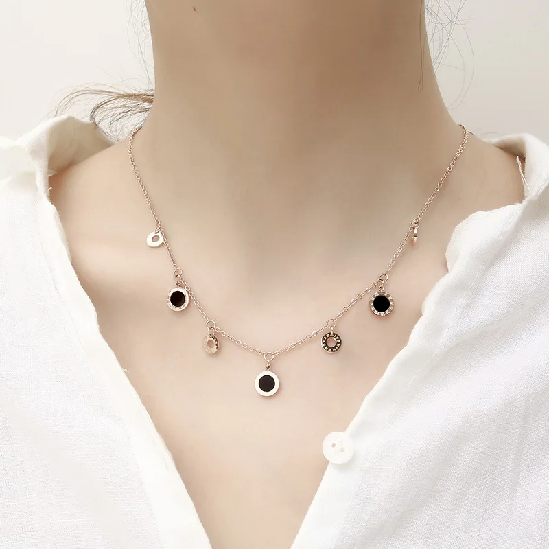 Женские ожерелье с подвеской в виде римскими цифрами из нержавеющей стали цвета