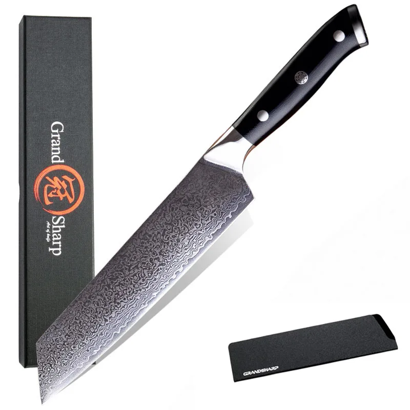 GRANDSHARP Дамасские кухонные ножи Kiritsuke Gyuto нож шеф повара 67 слоев японский Дамаск vg10