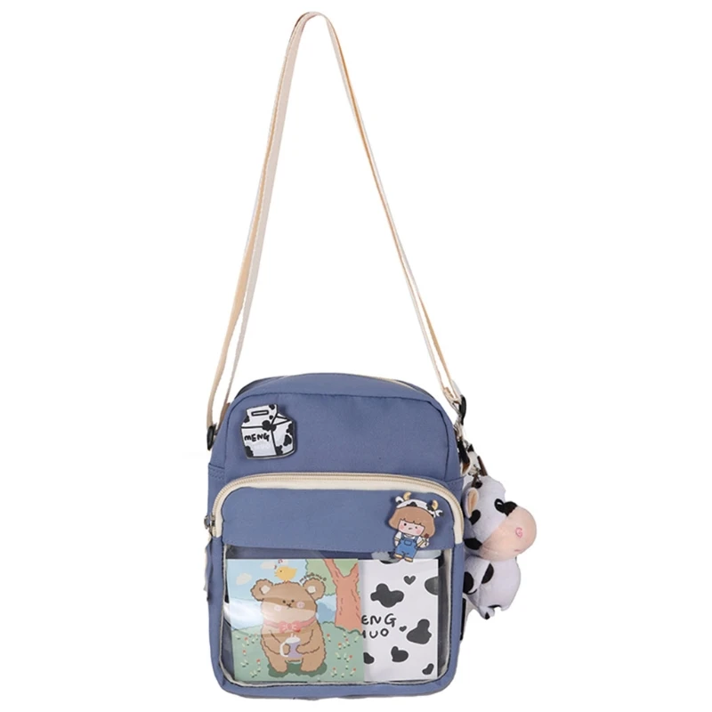 

Harajuku Cow Pattern Canvas Bag Women Shoulder Messenger Transprant Crossbody Ba LX9F