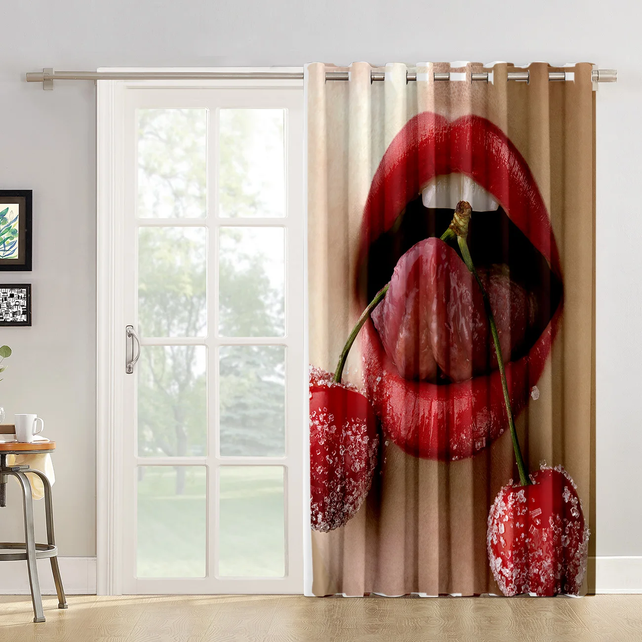 Сексуальная Красная вишневая занавеска для окон с изображением губ занавески