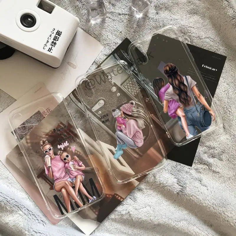 

Baby Mom Daughter Girl Son Dad Clear Phone Case For IPhone 12 11 Pro Max Xs X Xr 7 8 6 6s Plus Se 2020 Transparent Cover