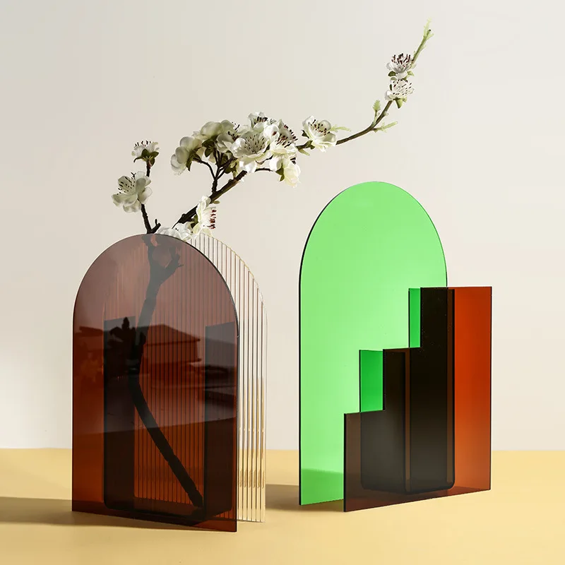 

Nordic color acrylic vase decoration, flower arrangement in the living room