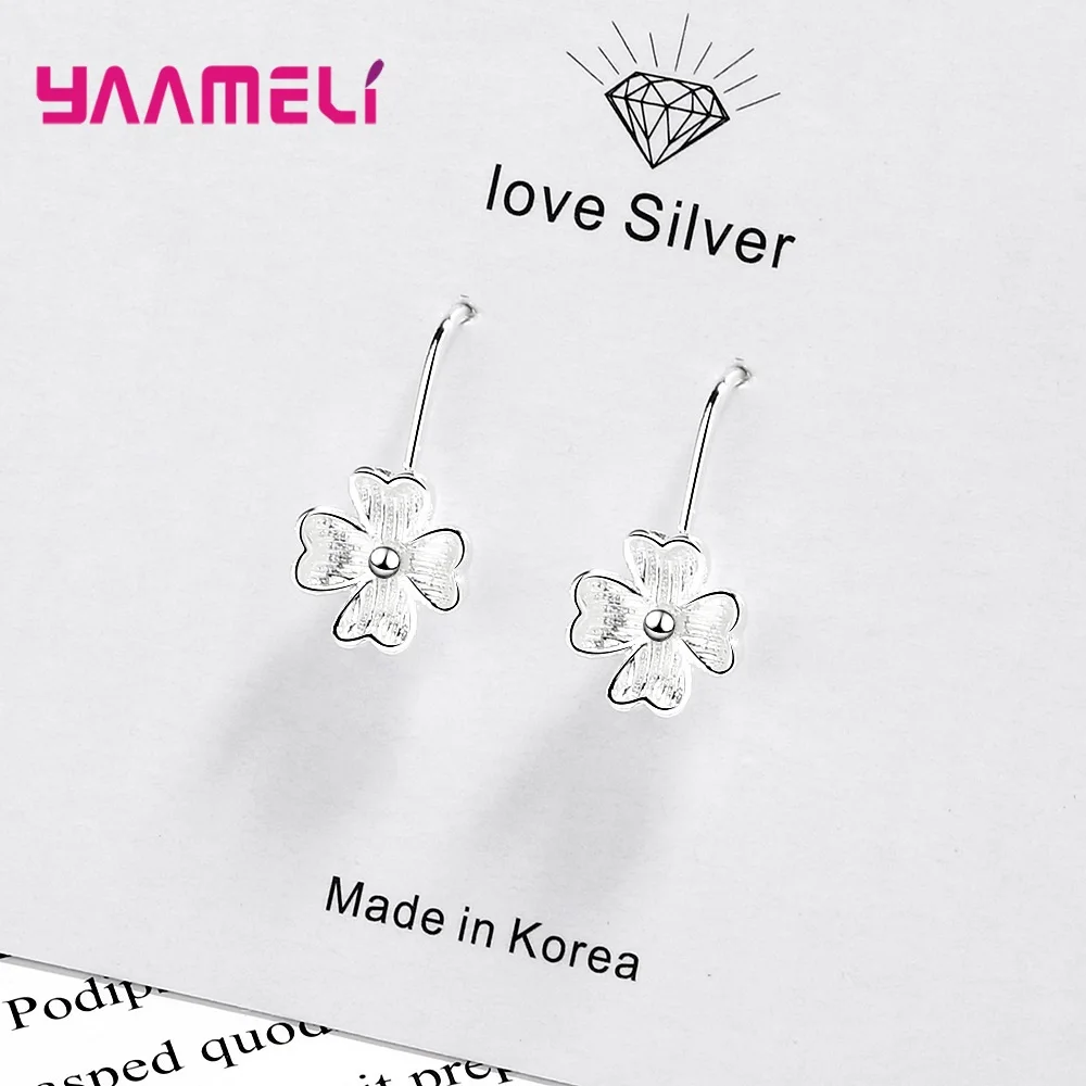 

Hot Sale 925 Sterling Silver Four Leaves Flower Exquisite Stud Earrings For Women New Year Gifts Jewelry High Quality Oorbellen
