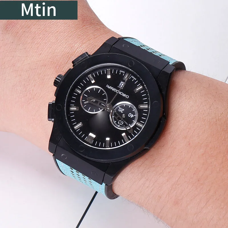 Leather strap men's 19mmx25mm watch accessories For Hublot outdoor sports rubber watch band wrist strap chain ladies buckle tool