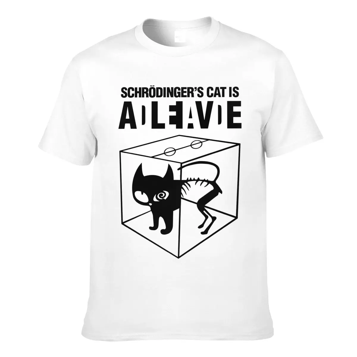 

Schrodingers Cat Geek T Shirt Science Animal Plus size Awesome T-Shirt Print Cotton Tee Shirt Men