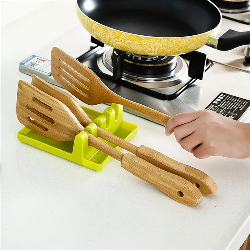 

1 PCs Kitchen Cooking Tools Kitchen Silicone/PP Spoon Rest Utensil Spatula Holder Heat Resistant Storage Shelves