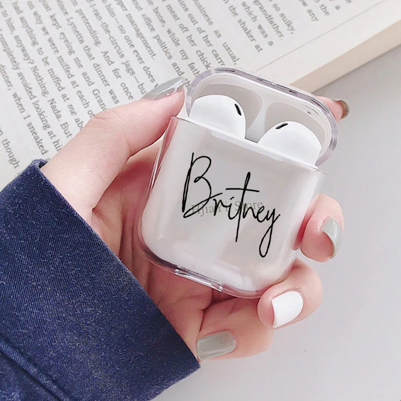 

Персонализированные курсивом фирменное название чехол для Apple Airpods 1/2 защитные наушники чехол для зарядки Airpods чехол