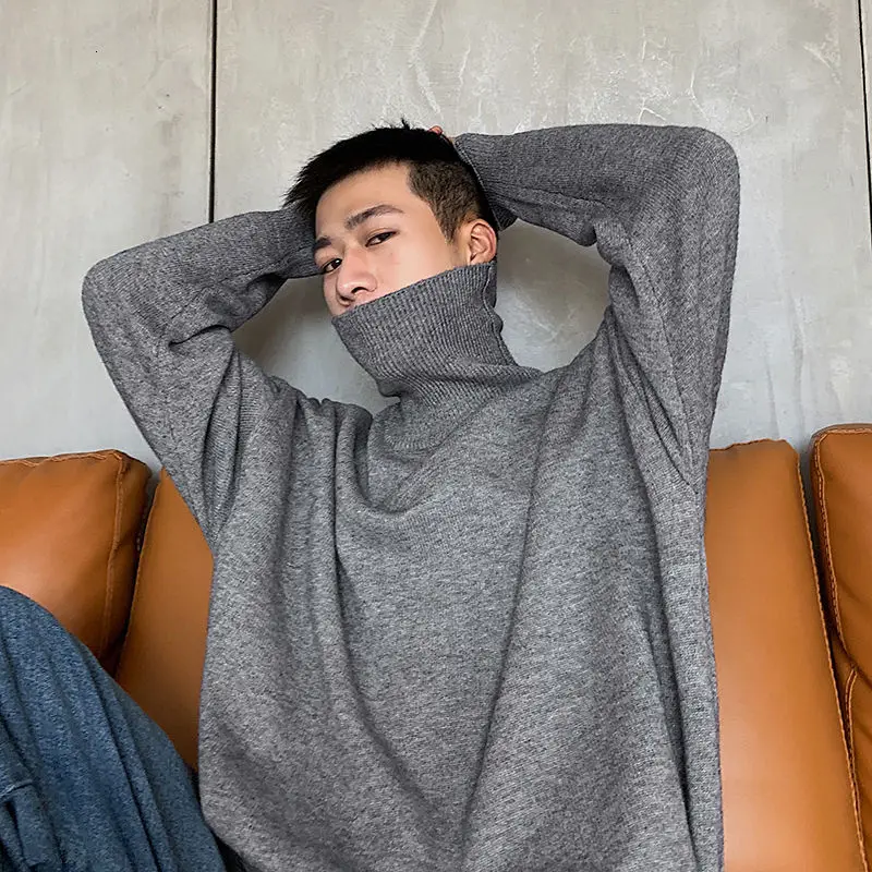

Winter Men's Fashion Cashmere Pullover Casual Knitting Long Sleeves Sweaters Clothes Wool Turtleneck Solid Color Coats M-2XL