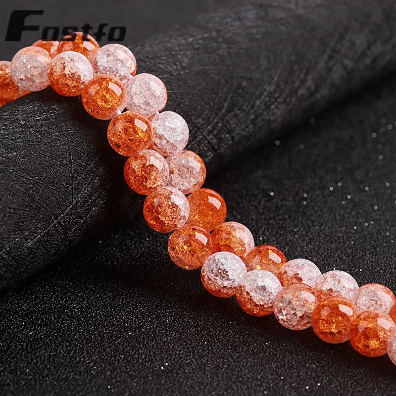 

Crystal Beads White Orange Snow Cracked Natural Stone Loose Spacer Beads For Jewelry Making Round 6/8/10mm DIY Bracelet