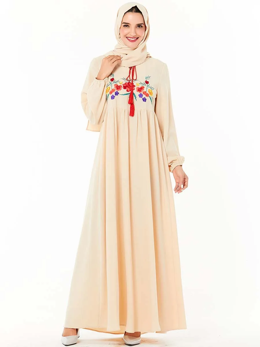 Elegant Muslim Abaya Dress Women Embroidery Loose Dubai Arab Moroccan Turkey Kaftan Hijab Eid Islamic Clothing Party Vestidos |