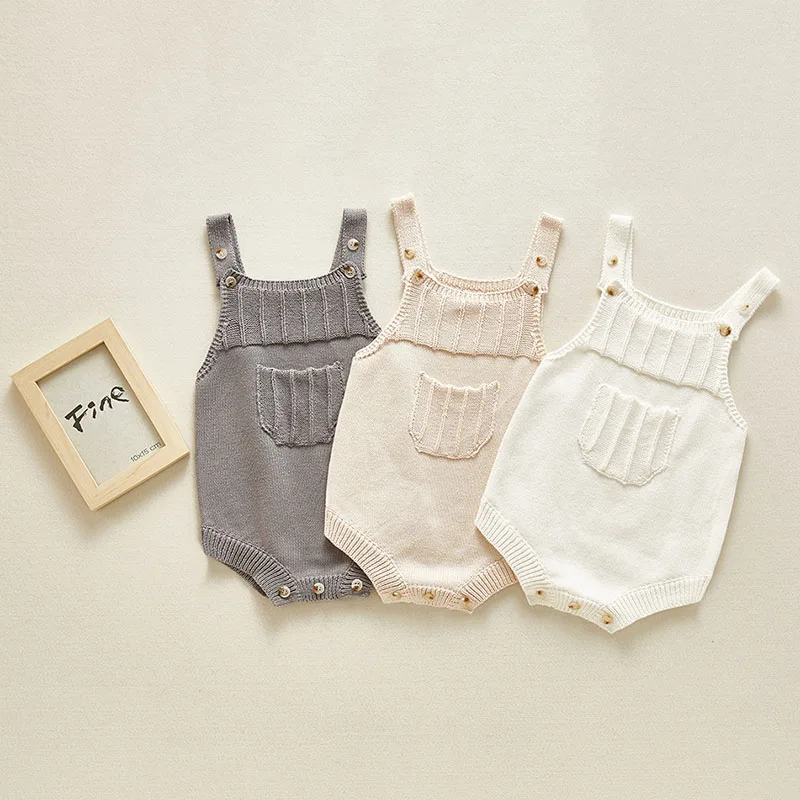 

Baby Girl Boy Sleeveless Romper Jumpsuit 0-24M Baby Knitting Rompers Cute Overalls Newborn Baby Girls Boys Clothes Infantil