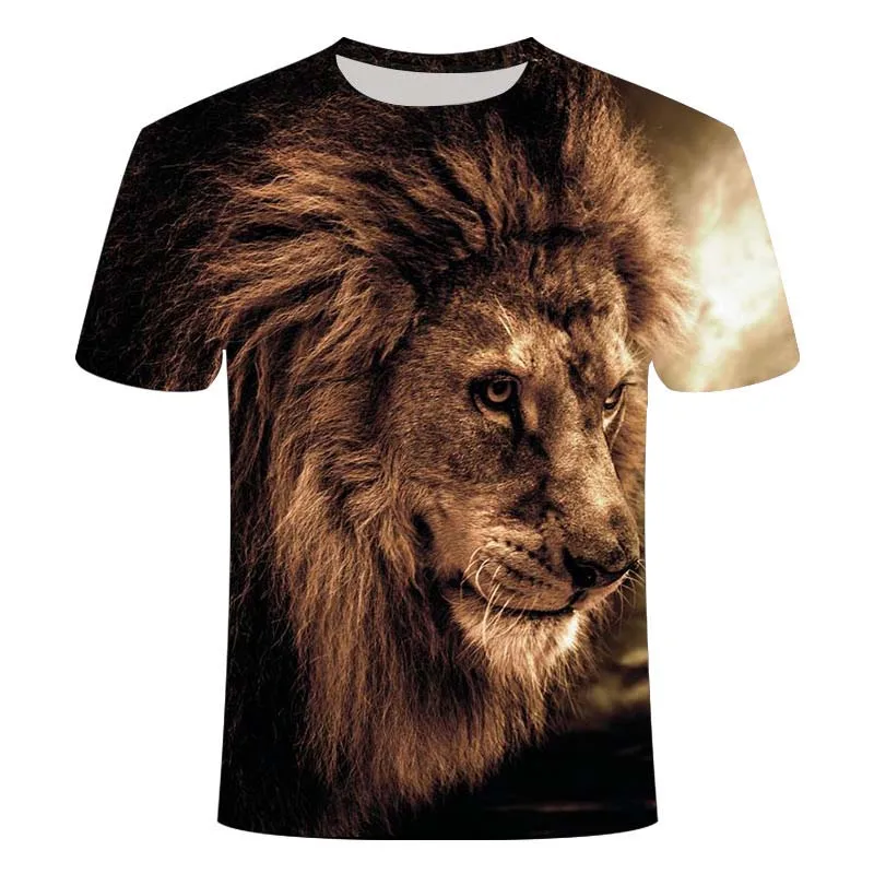 

2021 new 3D animal lion 3D style pattern T-shirt men's summer 3D printing lion 3DT shirt