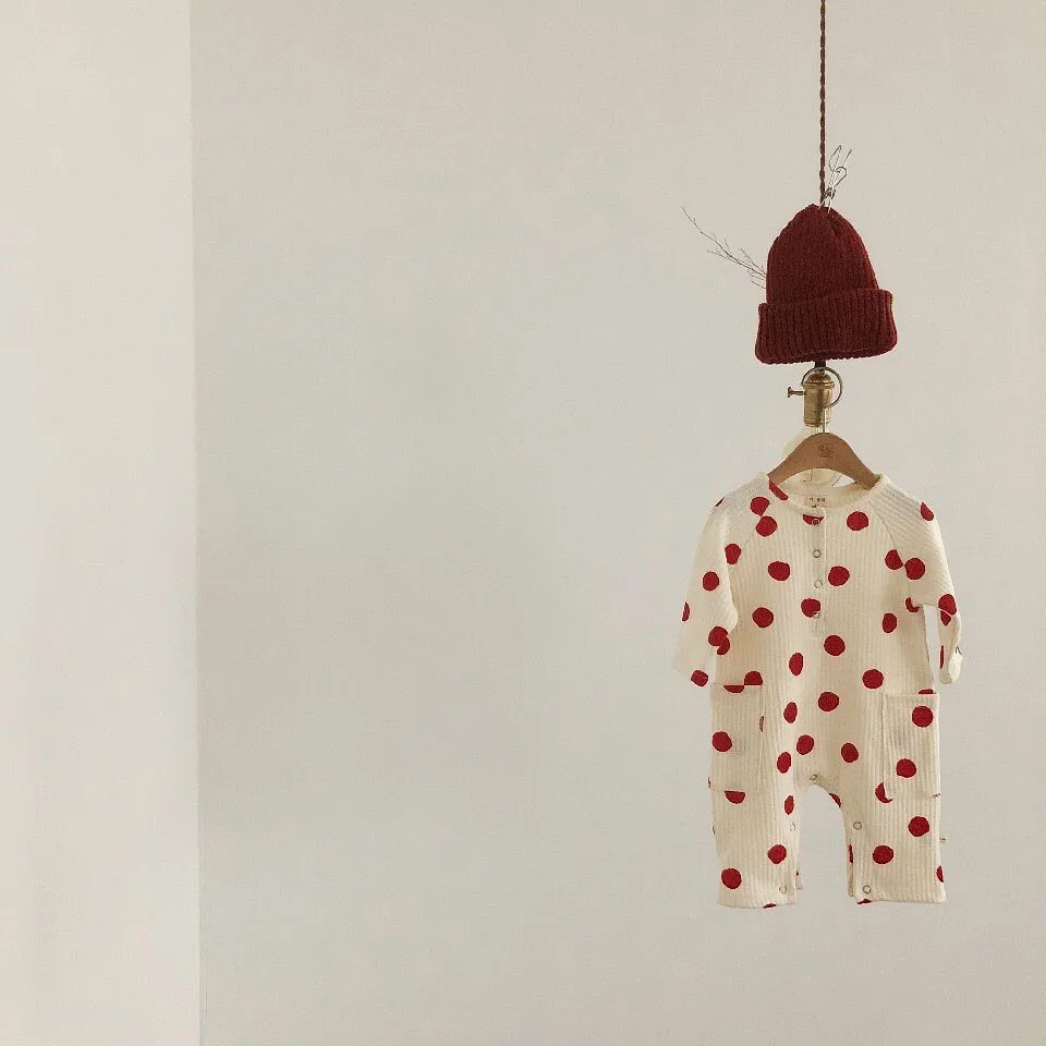 Детский комбинезон в горошек с карманами|Ромперы| |