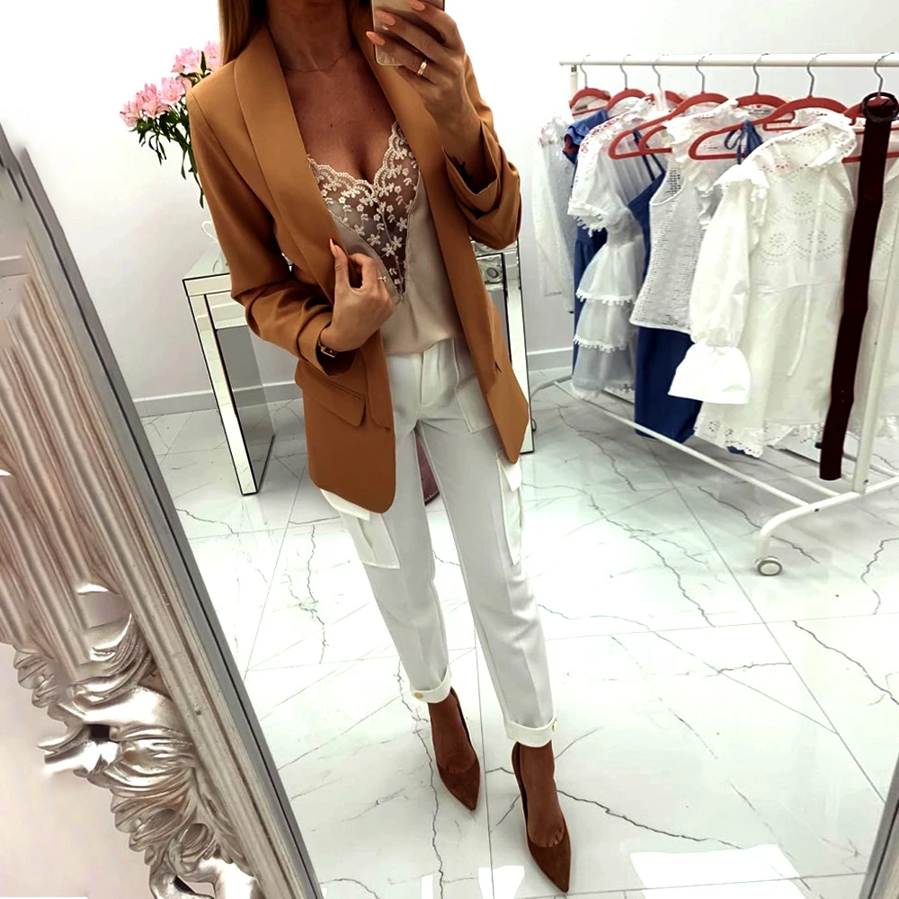 2020 Простой Модный женский Блейзер пиджак костюм бордовый Ретро комплект офисный