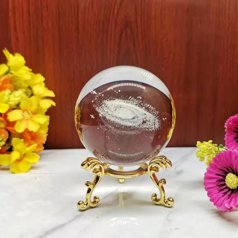 

6CM Diameter Globe Galaxy Miniatures Crystal Ball 3D Laser Engraved Quartz Glass Ball Sphere Home Decoration Accessories Gifts