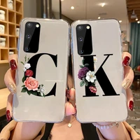 flower english name abc letters custom initial silica case for samsung galaxy s10 s10plus s8 s9 plus s21 s20 s20plus cover shell
