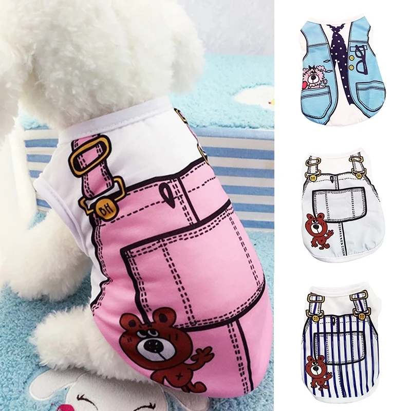 Футболка с мультяшным жилетом для собак и кошек весна лето 2020|Собачьи жилеты| |