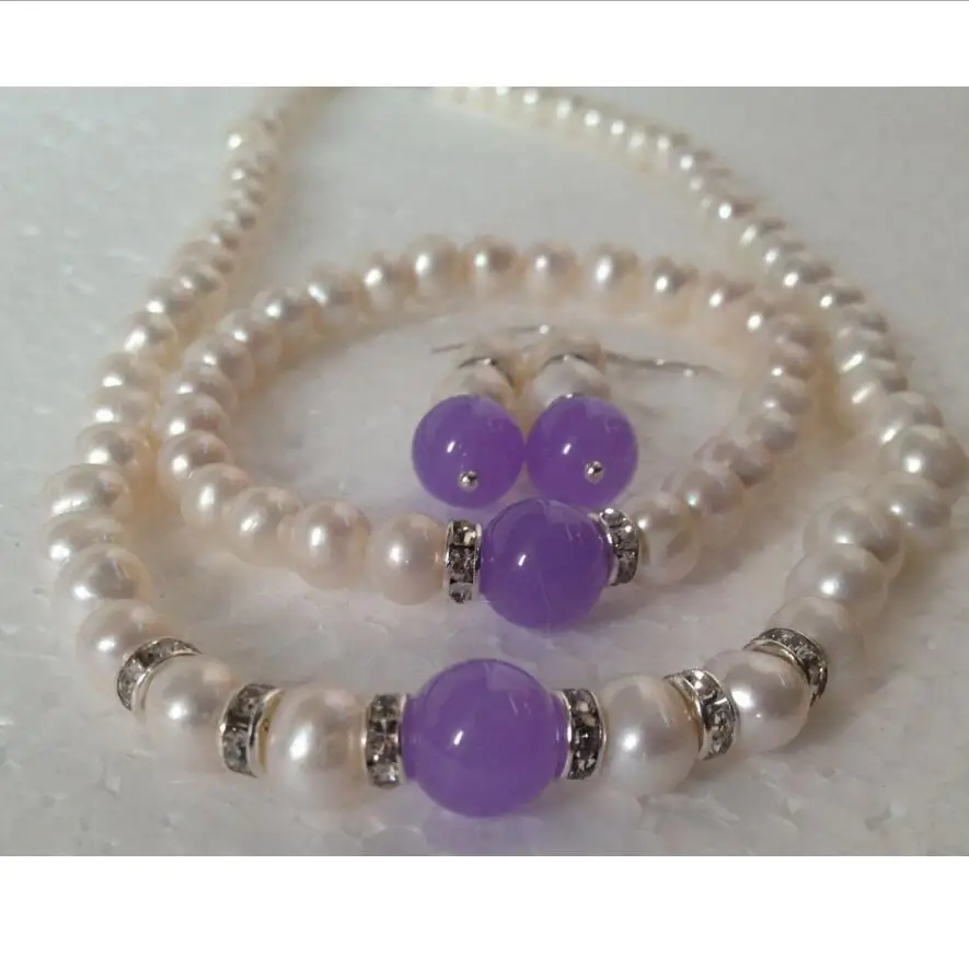 Модные ювелирные изделия Бесплатная доставка 7-8 мм белый Akoya культивированный