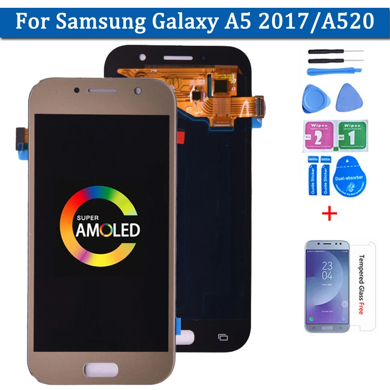 

Super Amoled для SAMSUNG GALAXY A5 2017 A520 A520F A520K ЖК-дисплей с сенсорным экраном дигитайзер в сборе