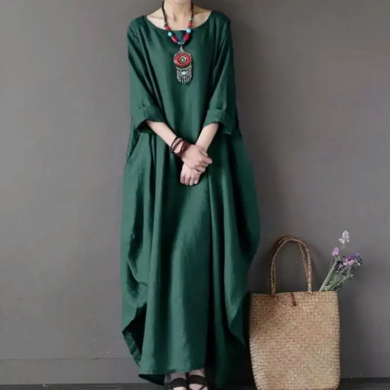 Платья Женская одежда весна осень 2021 модные новые свободные хлопковые окантовки Асимметричные большие ярды