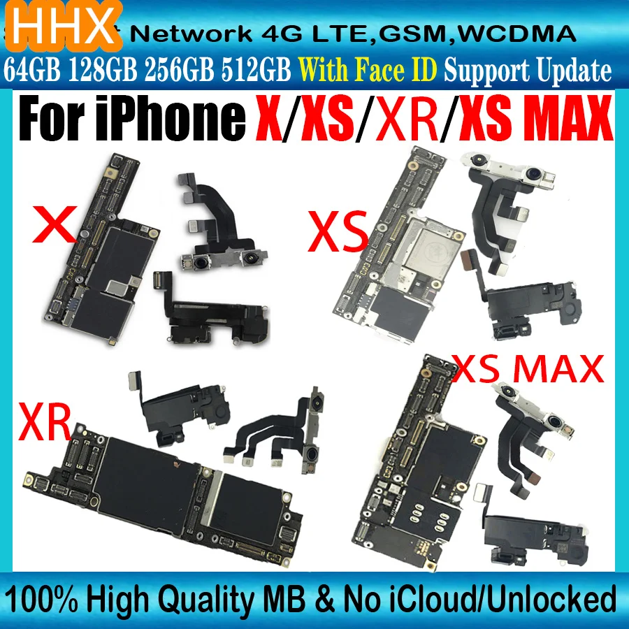 

Free iCloud For iPhone X XR X S XS Max Motherboard With Face ID 64GB 128GB 256GB Mainboard 100% Original Unlocked Logic board MB