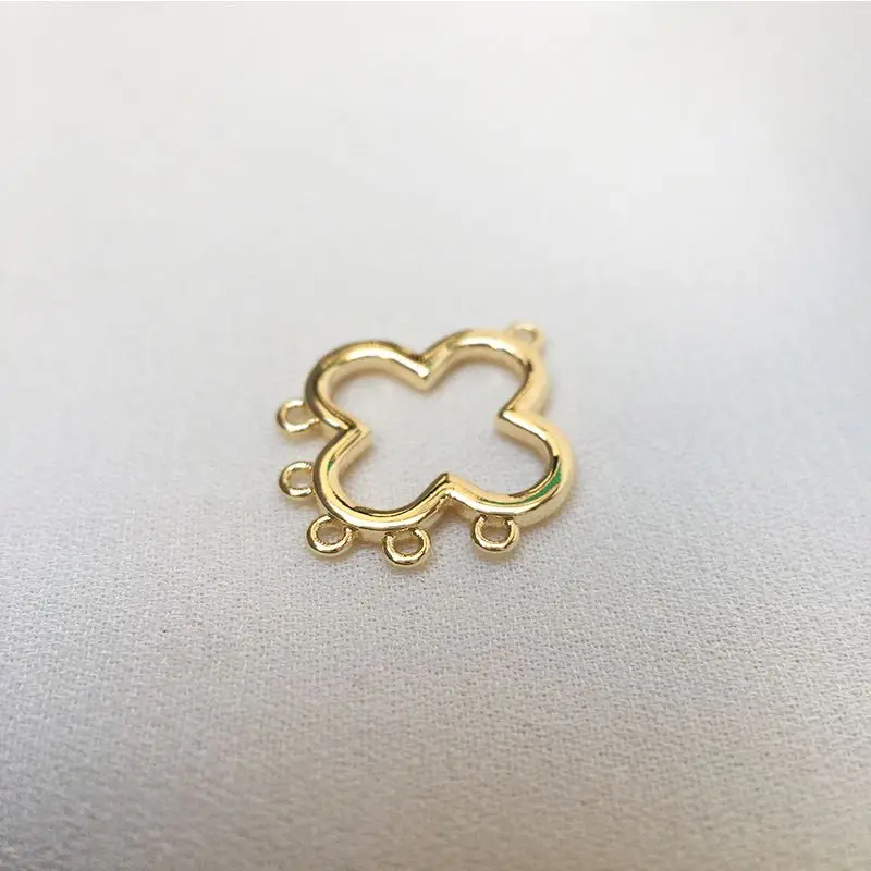 Медные Подвески для сережек в форме листа на удачу с кольцами истинное золото 14