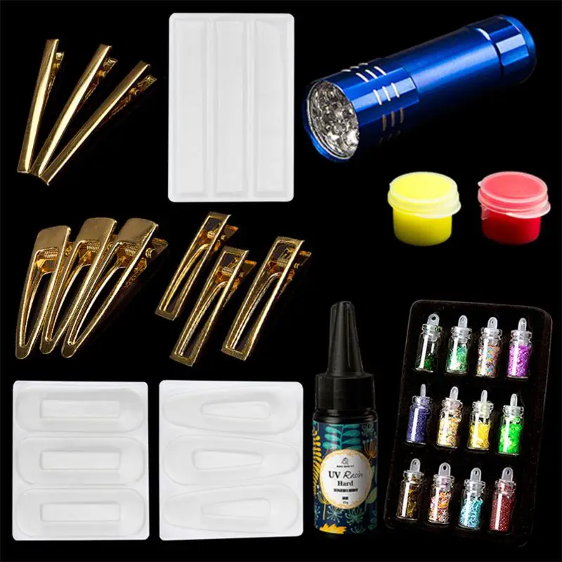 

Silicone Hairpin Mould Set Epoxy Resin Real Flower Hair Jewelry Making Mold Kit