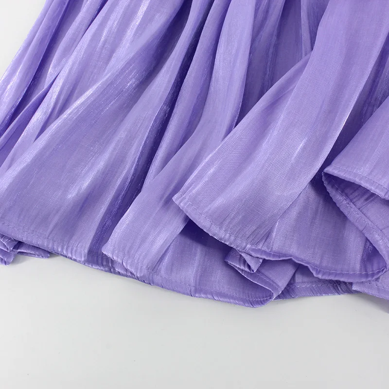 Юбка женская плиссированная средней длины однотонная эластичная фиолетовая