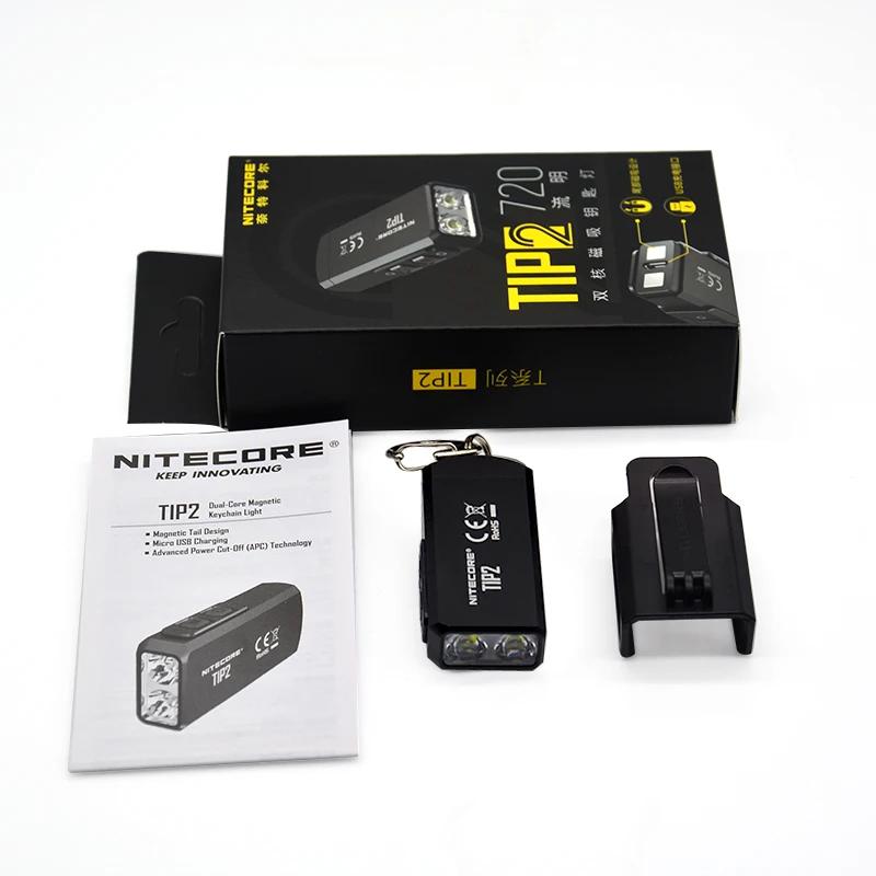 100% Оригинальный мини-светильник NITECORE TIP2 CREE XP-G3 S3 720 люмен USB Перезаряжаемый