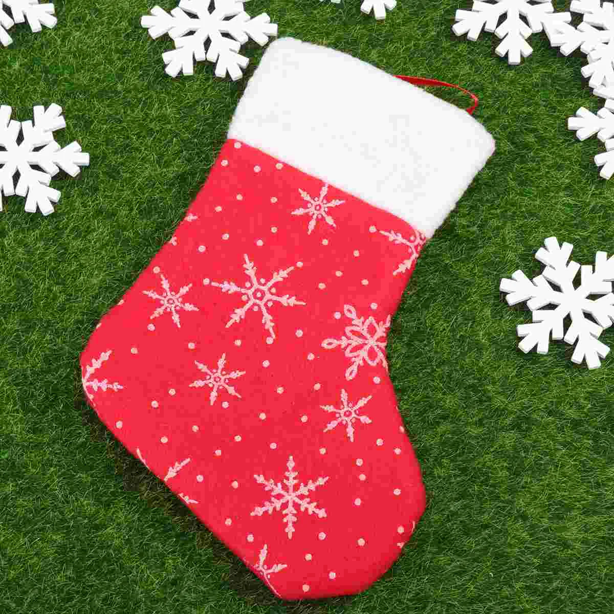 

1 Pc Christmas Stocking Festive Red Snowflake Xmas Sock Christmas Tree Hanging Ornament Gift Bag for Christmas Party Banquet