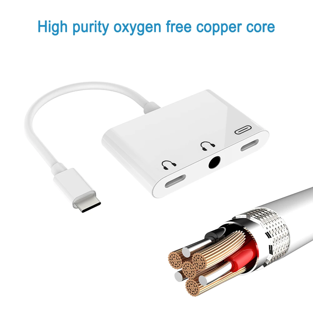 

Type c Adapter to 3.5mm Jack Cable Aduio 3 In 1 For Samsung Huawei P30 Audio Connector Splitter Adaptor