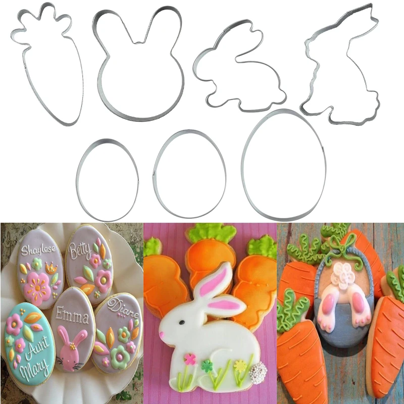 Easter Rabbir Eggs Carrot Cookie Stainless Steel Mold Easter Kitchenware Co...